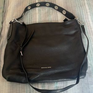 Michael Kors black pebble leather shoulder bag with strap. Used.